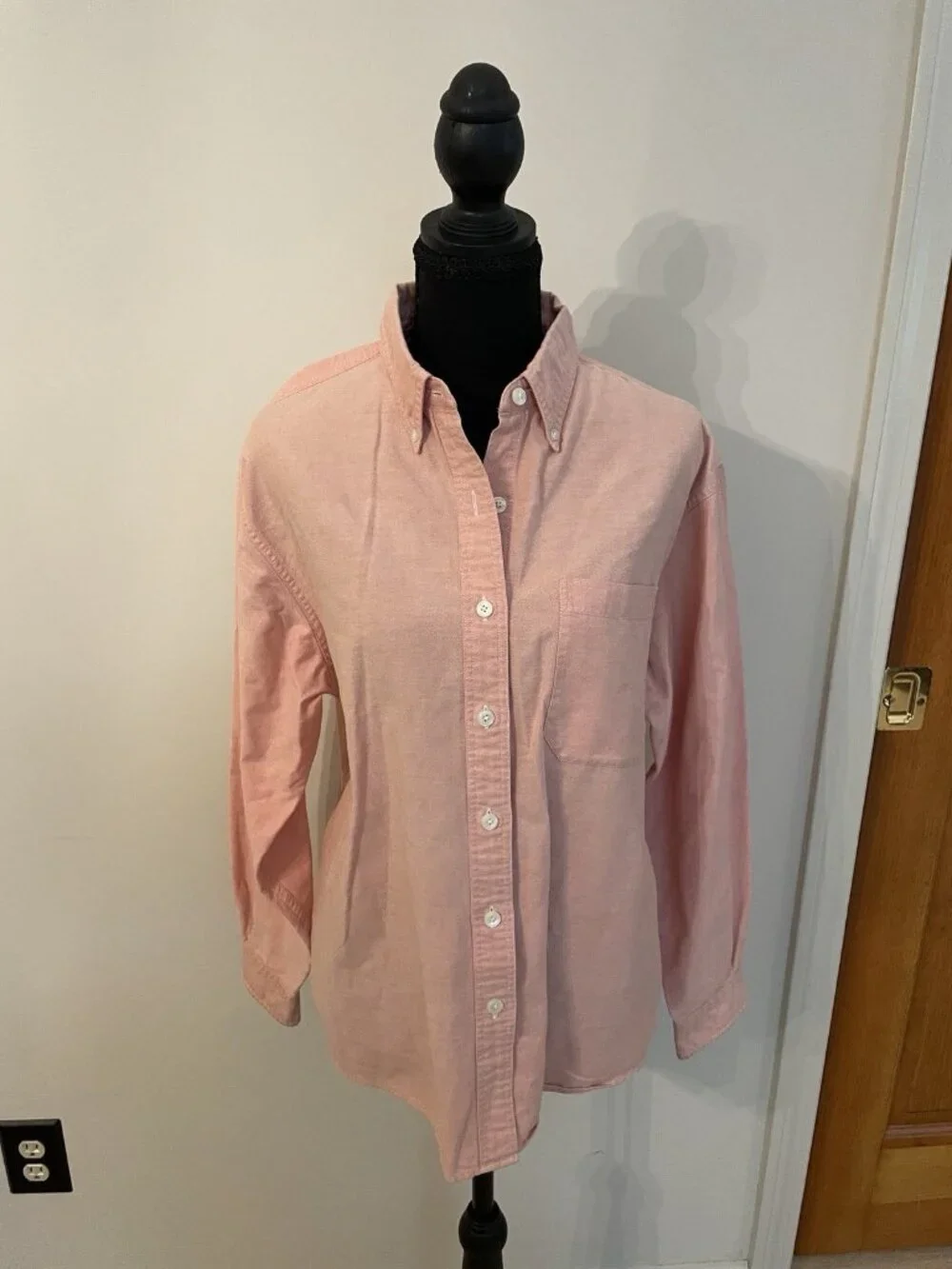 L.L. Bean Cotton Button Down Shirt Coral Oxford Office Coastal Classic Preppy, M